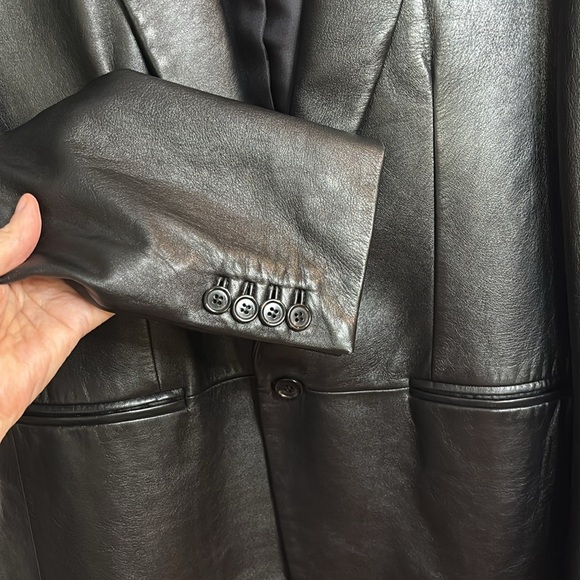 EUC SAINT LAURENT women’s black leather blazer size 48 - Picture 5 of 11